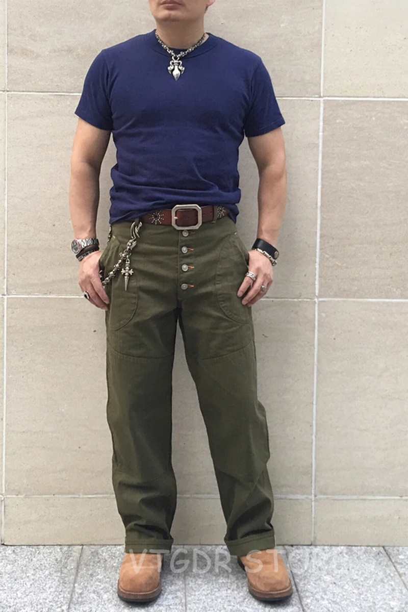 Bob Dong OG-107 HBT брюки селваж Винтаж N-1D карман повседневные брюки для мужчин