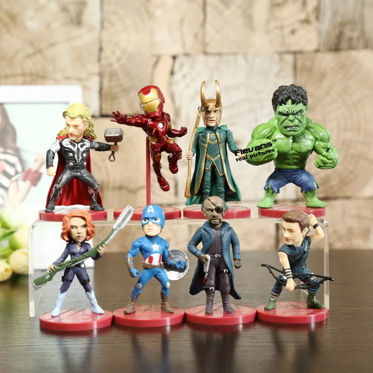 

8pcs/set WCF Avengers 2 PVC Figure Toys Thor Hulk Iron Man Captain America Black Widow Hawkeye Loki HRFG386