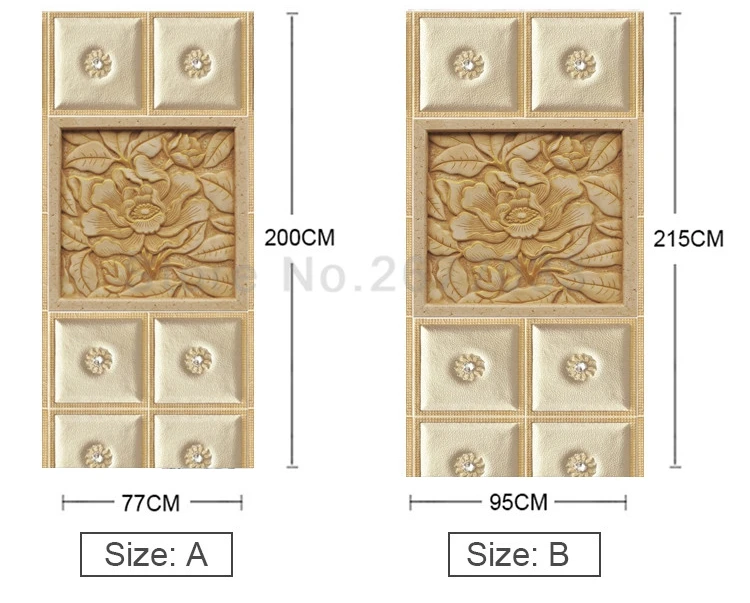 С клетчатым тиснением Цветы Росписи 3D двери Стикеры ПВХ само-клейкие переводные наклейки обои для Гостиная Спальня домашний декор для дверей Стикеры