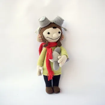 

Crochet airman baby Toy doll handmade rattle