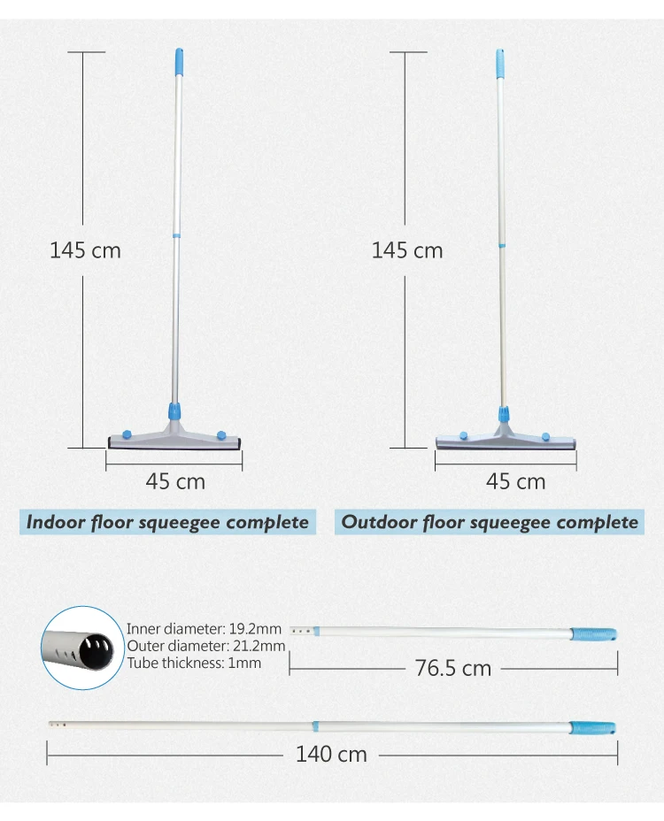 Пластиковый скребок для пола с поворотным полюсом 45 см-75 см, щетка для чистки пола, резиновый скребок, очиститель пола для окон, ванной комнаты, кухни