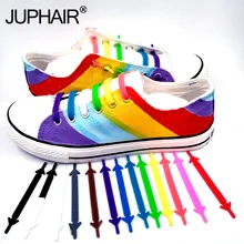 JUP 1 Set(12Root/Set) package Novelty No Tie Shoelaces Unisex Elastic Silicone Shoe Laces All Sneakers Fit Girth Sport PU Canvas
