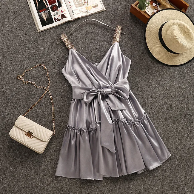 2019 الصيف جديد وصول سوبر الجنية أكمام مثير اللباس الأسود اللباس البسيطة Vestido الرسن كورتو مع القوس شاح شحن مجاني