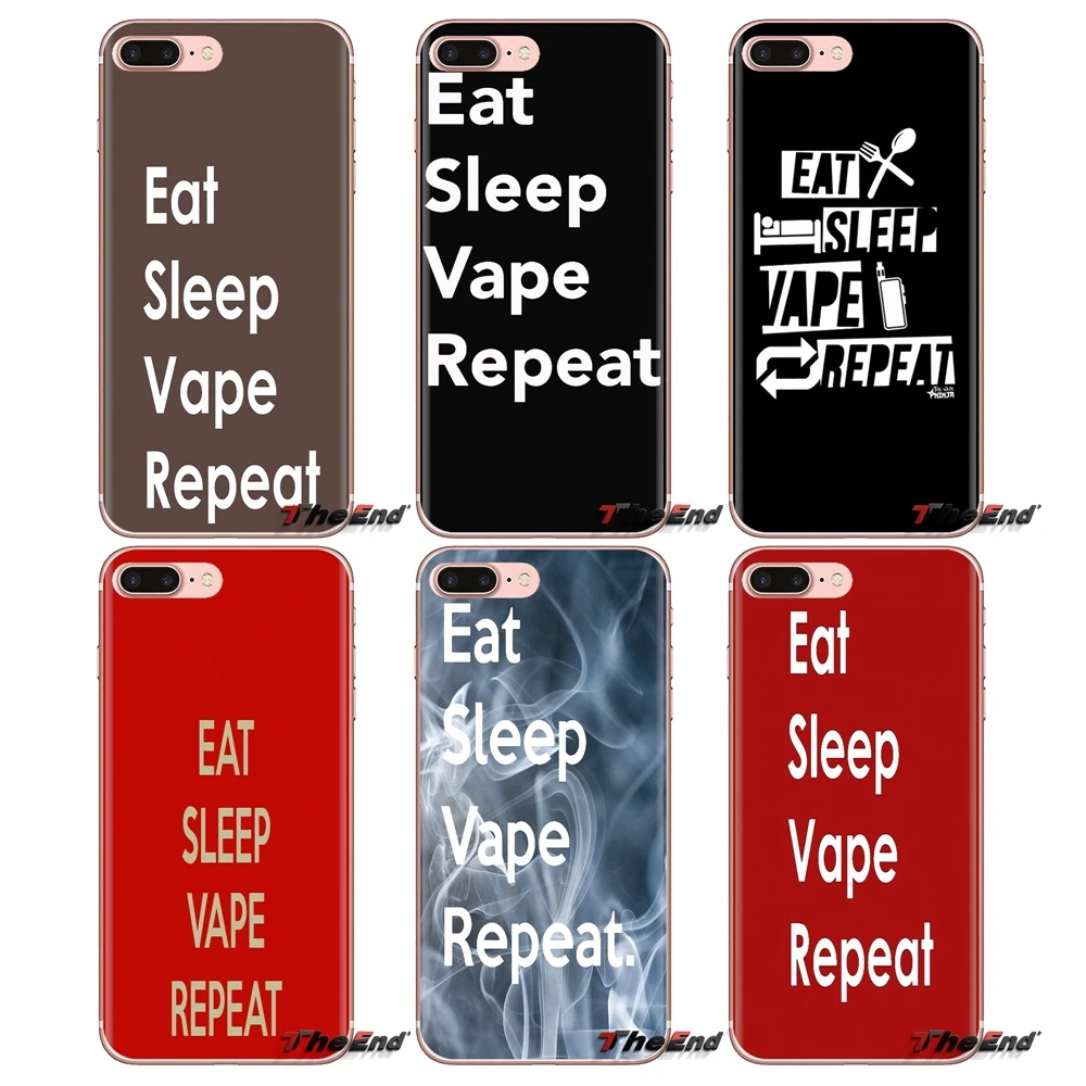 Transparent Soft Shell Covers For iPod Touch Apple iPhone 4 4S 5 5S SE 5C 6 6S 7 8 X XR XS Plus MAX Eat Sleep Vape Vaping Quotes |