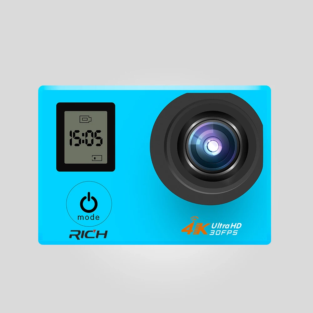 Экшн камера RICH V903D 4K/30FPS 2 7 K двойной ЖК дисплей 16 МП Wi Fi Спортивная 30 м
