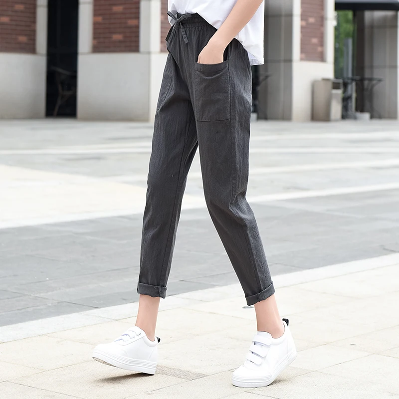 Women Calf-Length Pants Casual 91%-99% Cotton 2019 New Leisure Hallen Pants Loose Women's Pants Size S-XXXL HJH Women Calf-Length Pants Casual 91%-99% Cotton 2019 New Leisure Hallen Pants Loose Women's Pants Size S-XXXL HJH