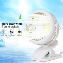 1PCs 2200mAh Portable Desktop Clip Fan USB Rechargeable Silent Fan 360-degree Rotating Air Fan 3 Speed Adjustable Fan For Home