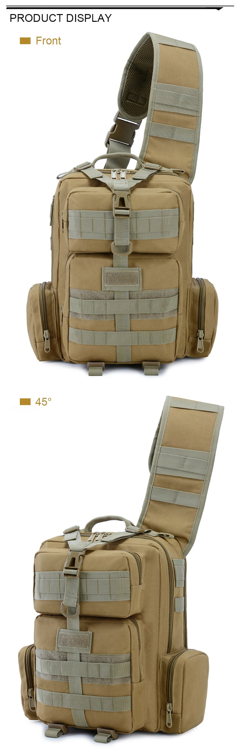 Outdoor Sports Tactical Bag Military Bags Assault Camouflage Bagpack Waterproof Shoulder Bag Pack Molle Messenger Chest Daypack (8)