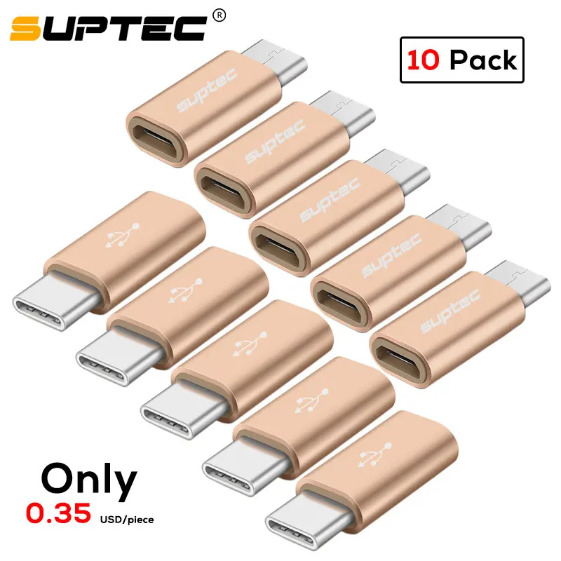 

SUPTEC 10 Pack USB Adapter USB Type C Male to Micro USB Female OTG Adapter Type-C Converter Connector for Macbook Samsung S9 S8