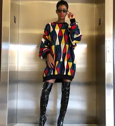 Новинка Осень/Зима 2019, модный Африканский стиль, клетчатый принт, сексуальный, в рубчик, юбка-фонарик