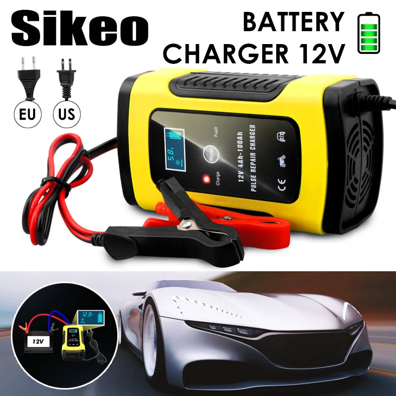 كامل التلقائي سيارة شاحن بطارية 110 V إلى 220 V إلى 12 V 6A LCD الذكية سريع ل السيارات دراجة نارية الرصاص -بطاريات حامضية شحن