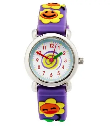 Высокое качество модные Повседневное детей часы Водонепроницаемый кварцевые часы теннис мальчик и девочка смотреть 3D мультфильм - Цвет: Фиолетовый