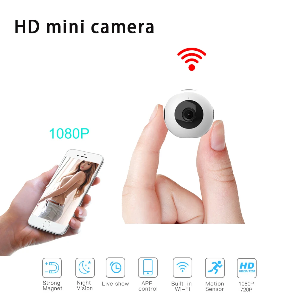 Мини камера HD 720P видео рекордер цифровая Спортивная wifi p2p ip маленькая ночного
