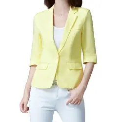 Дамы костюм пиджак женские пиджаки и жакеты лето осень мода корейский размер тонкий плюс офисные blaser feminino розовый синий желтый