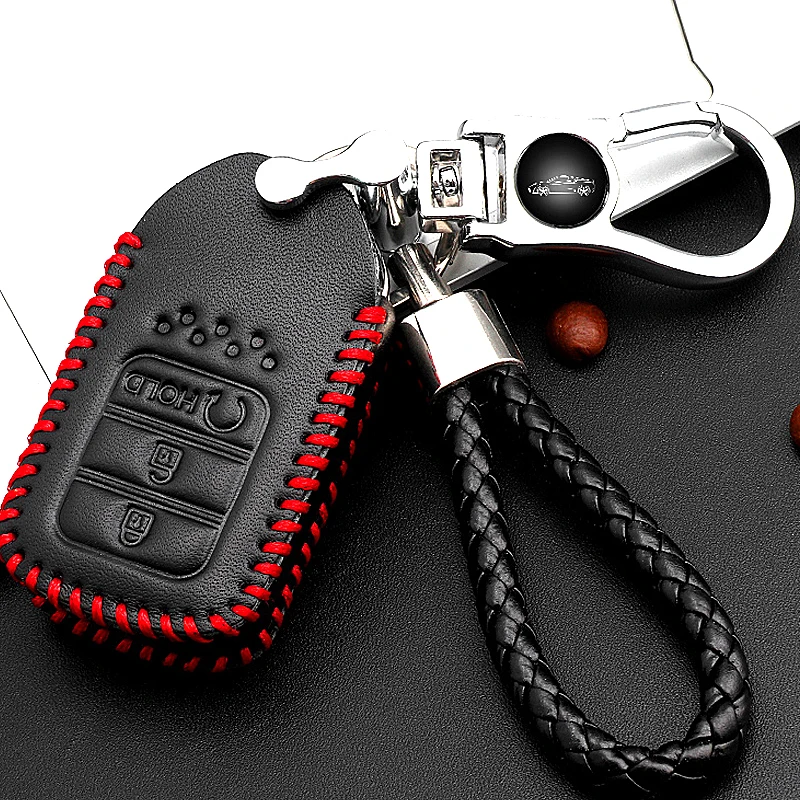 

Leather man key case For Honda 2016 2017 CRV Pilot Accord Civic Fit Freed keyless entry car styling Protect your car keys