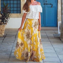 Laamei 5XL, летние женские юбки с цветочным принтом, богемные, высокая талия, свободные, Vestidos, модные, до щиколотки, пляжная юбка миди размера плюс