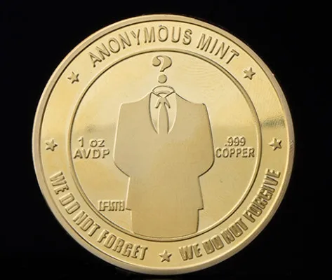 Gold Plated Anonymous Mint Bitcoin Commemorative Coins Collection Souvenir Gift
