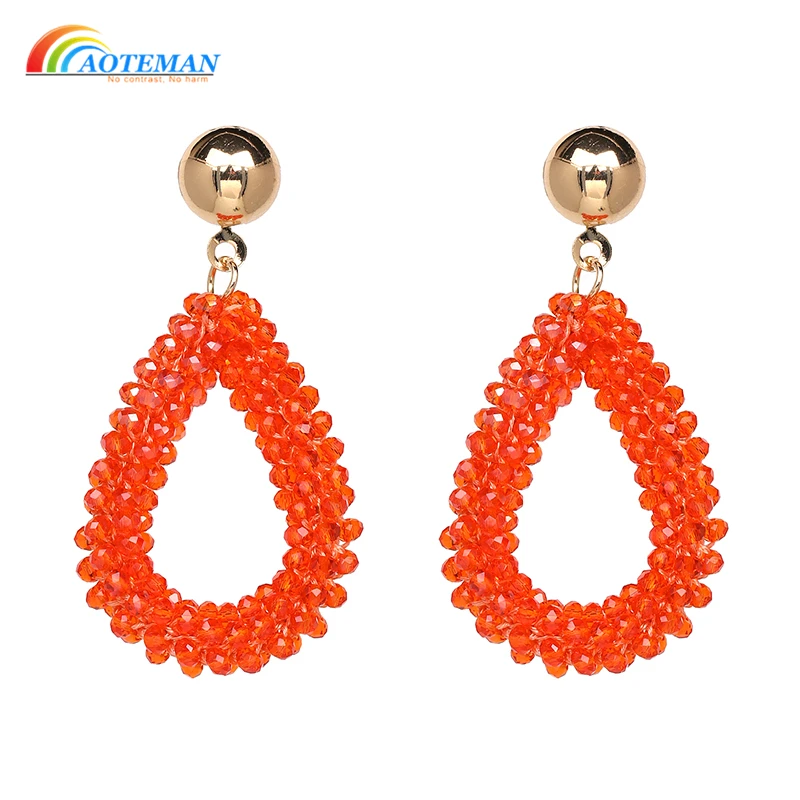 

AOTEMAN Long Dangle Earrings Trendy Hand Made Beads Earrings For Women lange oorbellen Fashion Jewelry Wholesale