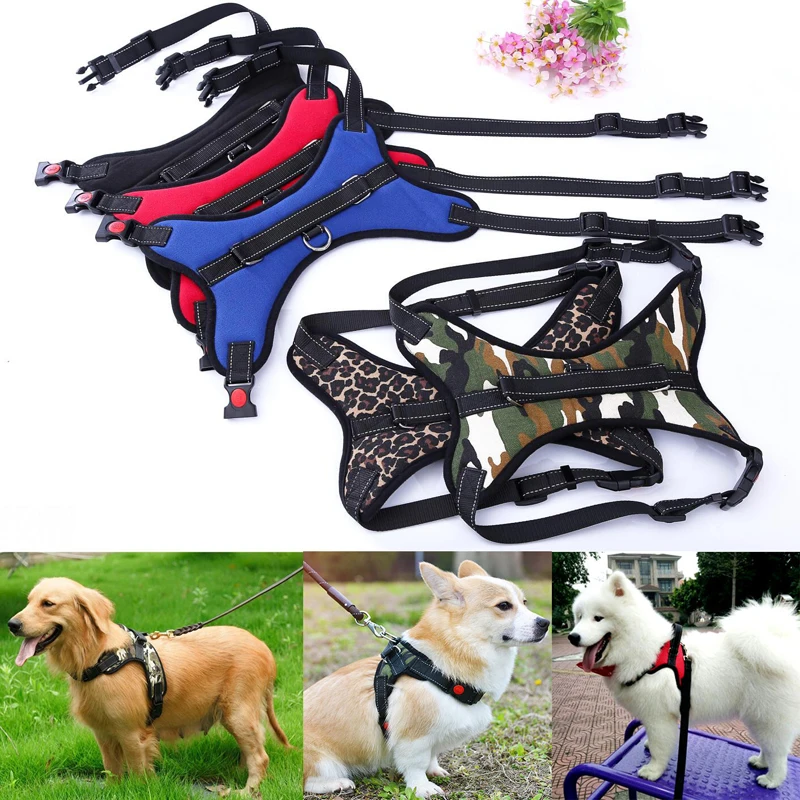 

Nylon Heavy Duty Dog Pet Harness Collar Padded Extra Big Large Medium Small Dog Harnesses vest Husky Dogs Supplies 8A0572