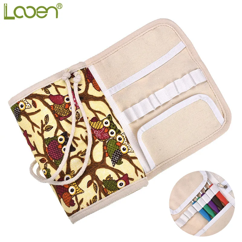 

Looen Owl Style Storage Bag Crochet Hook Pouch Knitting Kit Case Crochet Needles Scissors Ruler Sewing Accessories Organizer