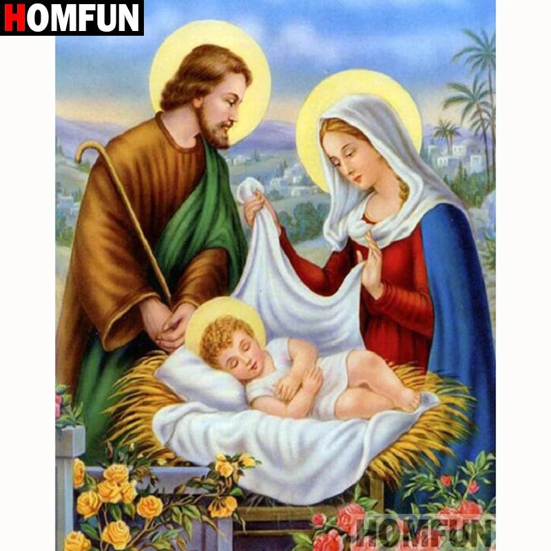 

HOMFUN Full Square/Round Drill 5D DIY Diamond Painting "Religious figure" Embroidery Cross Stitch 5D Home Decor Gift A18355