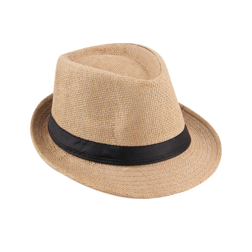 Fashion Straw Sunhat Unisex Fedora Trilby Gangster Hat Cap Straw Panama