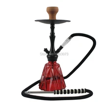 Маленькие стеклянные кальяны Делюкс 1 труба черный кальян Губка Ручка шланг Алмазная стеклянная ваза кальян