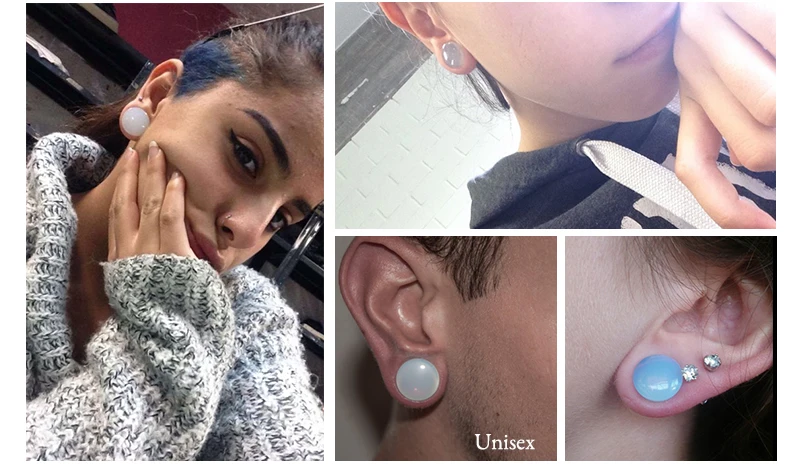 BODY PUNK Plugs And Tunnels Organic Natural Polished Stone Ear Plug Double Flare Gauges 5mm-25mm Body Jewelry Piercing PLG 046  (10)