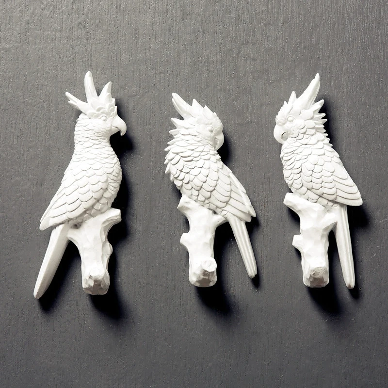 Three dimensional sculpture Parrot Animal Decorative Hook Creative