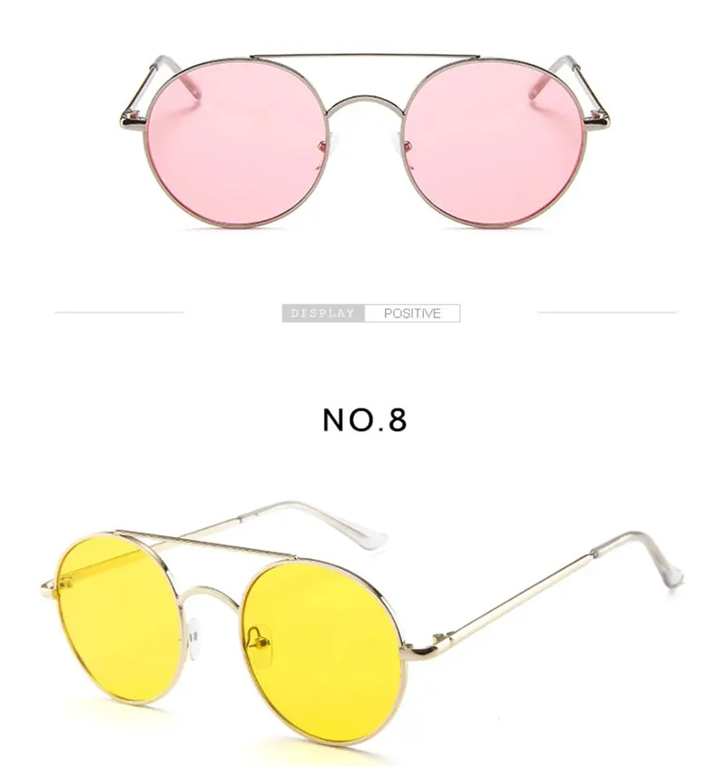 RBRARE Metal Round Frame Sunglasses Women Trend Retro Double Beam Sun Glasses Vintage Luxury Pink Ocean Lens Eyeglasses