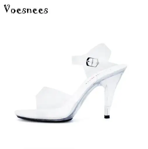 Sexy High Quality Transparent Crystal Sandals Women Shoes Heel High 7-20cm,Plus Size 34-44,2017 Summer Model Catwalk Shoes 