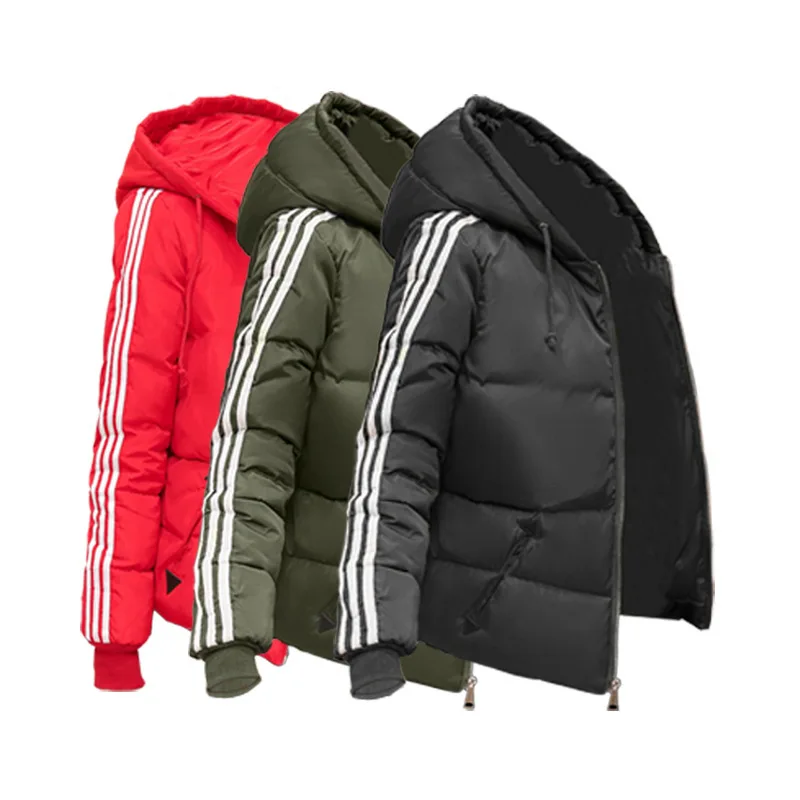 

New 2019 Winter Jacket Women Parkas Thick Outerwear Striped Hooded Zipper Coats Female Slim Cotton Padded Basic Tops Plus Size