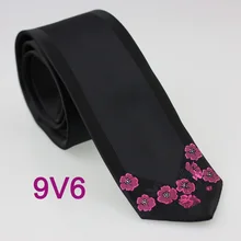 YIBEI coahella галстуки мужские Черный узкий галстук Окаймленный небольшой вертикальный полосатый ярко-розовые цветочные галстуки 6 см тонкие галстуки галстук