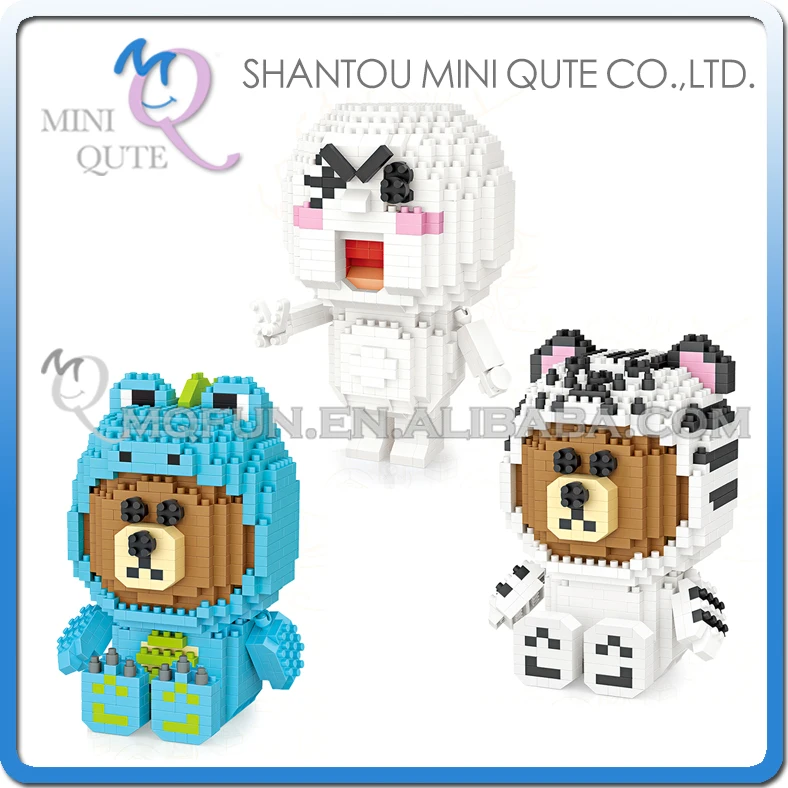 3 шт./лот мини Qute LOZ Kawaii мультфильм животных Медведь Мультфильм Пластик diamond Building Block фигурки модели развивающие игрушки