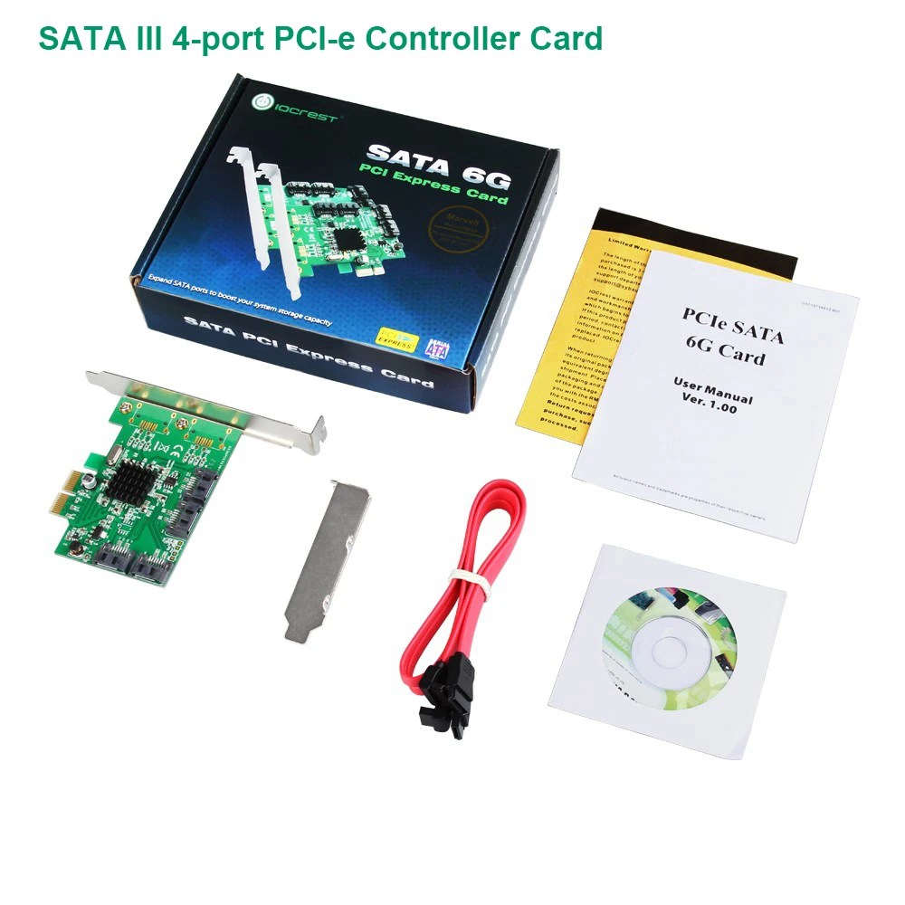 SATA III 4-порт PCI-Express HyperDuo карта raid-контроллера Marvell 88SE9230 с низкий кронштейн