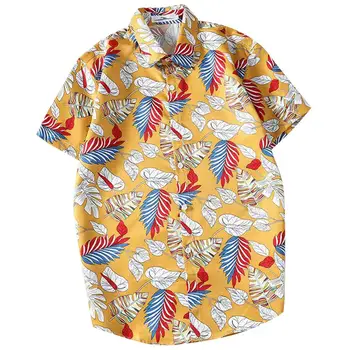 

MISSKY Men Women Lovers Shirt Male Summer Hawaii Printing Shirts Short Sleeve Floral Casual Blouse Tops Female Male Clothes