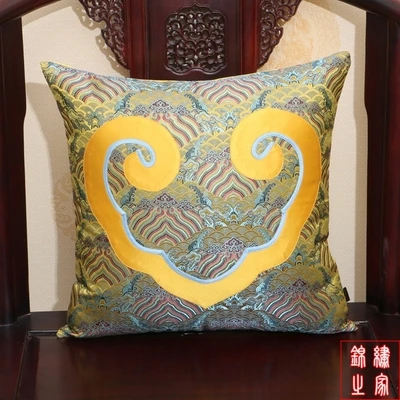 2 Sizes Chinese Classic Yellow Sea Water Pattern Brocade and Silk Car Seat office Sofa Luxury Cushion Cover without interior | Дом и сад