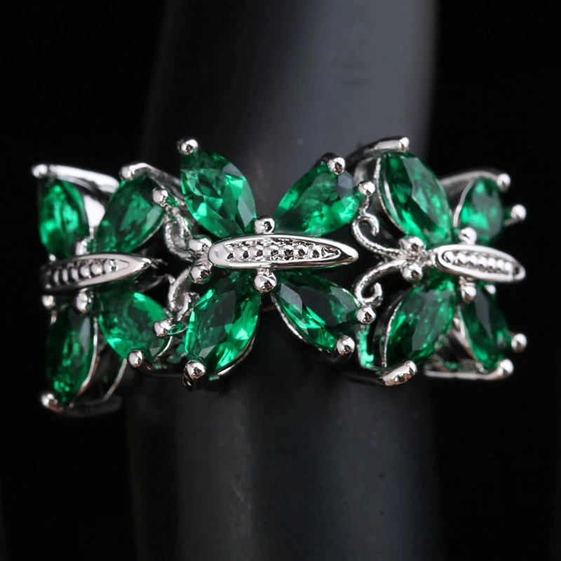 Выборки бабочка зеленым фианитом белых камней 925 серебро Jewelrys для Для женщин
