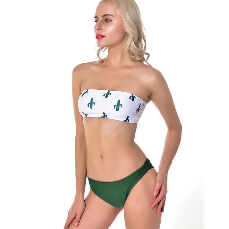 

Bikini Swimwear Women Female Cactus Print Bikini Bathing Suit Beach Bathers