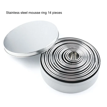 

14pcs/set Stainless Steel Mousse Ring Round Stainless Steel Cookie Molds Set Dumplings Wrappers Cutter Maker Tools Cake Mould