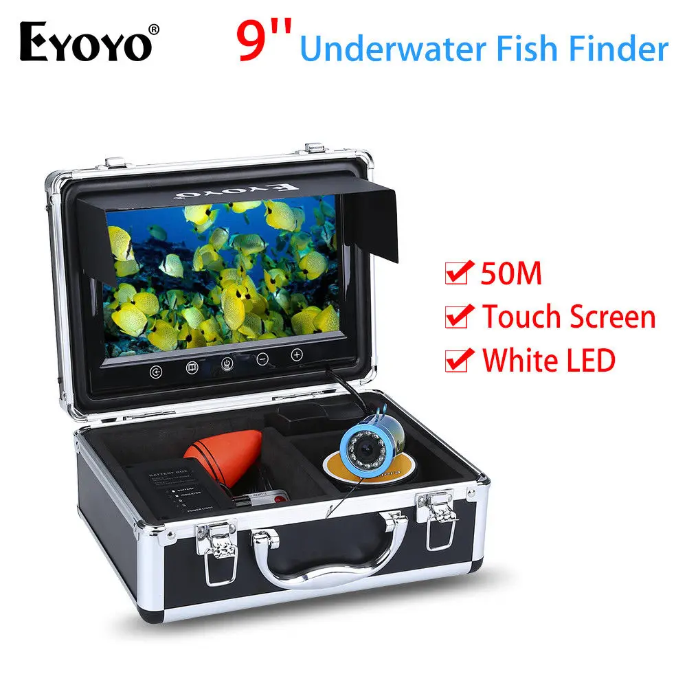 

EYOYO 9inch 50M Touch Screen White LED Adjustment Ocean Sea River Lake Boat Fishing Camera Fishfinder Waterproof Night Vision