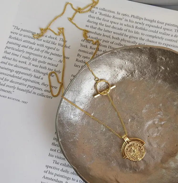 Длинная цепочка из стерлингового серебра 925 пробы, золотое ожерелье с круглой буквой, женское минималистичное ожерелье с диском для монет, многослойное ожерелье, подарок s - Окраска металла: Style B 55cm
