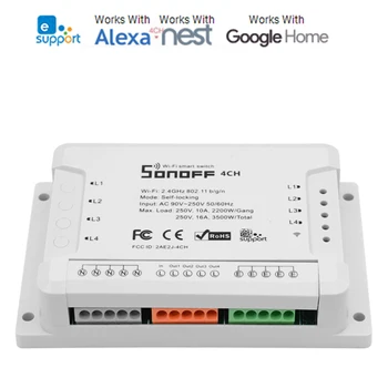 

Sonoff 4CH R2 Advanced Smart Switch 4 Channels Wifi Remote Control Smart Switch for Home Appliances