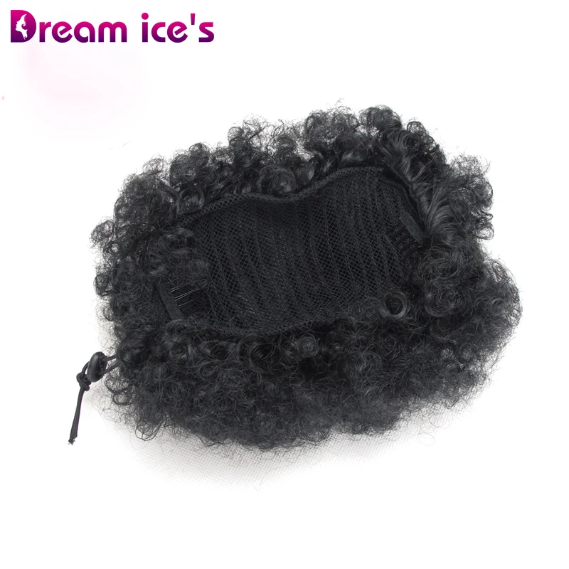 Synthetic Afro puff kinky curly hair extension chignon fake drawstring donut hair piece ponytail scrunchies with clips in