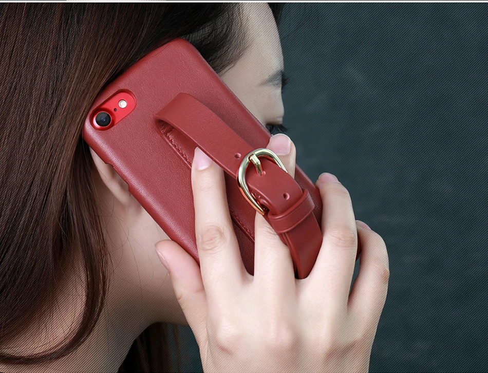 CASESHIP Genuine Leather Case For iPhone 6 6S 7 7 Plus Cover Smooth Touch Cowhide Wristband Back Cover For iPhone 6 7 Holsters (11)