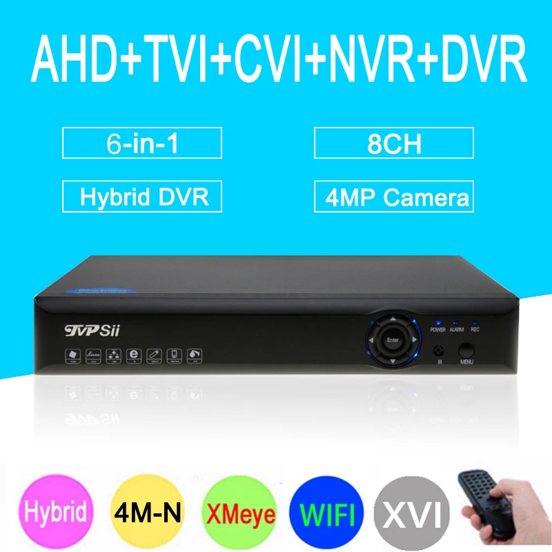 

4mp CCTV Camera Blue-Ray XMeye Hi3520D 4M-N 8CH 8 Channel Coaxial Hybrid WIfi 6 in 1 XVI NVR CVI TVI AHD DVR Free Shipping