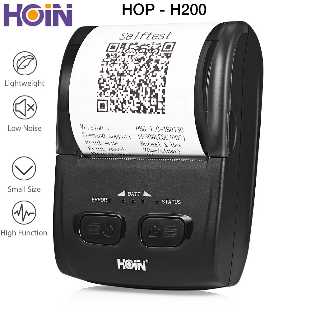 

HOIN HOP-H200 58mm Thermal Printer USB Bluetooth Portable Mobile Receipt Ticket Printing Machine