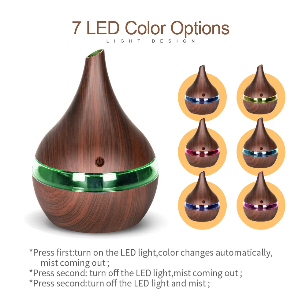  DEKAXI 300ml USB wood Ultrasonic air humidifier Electric Aroma air diffuser Essential oil Aromather