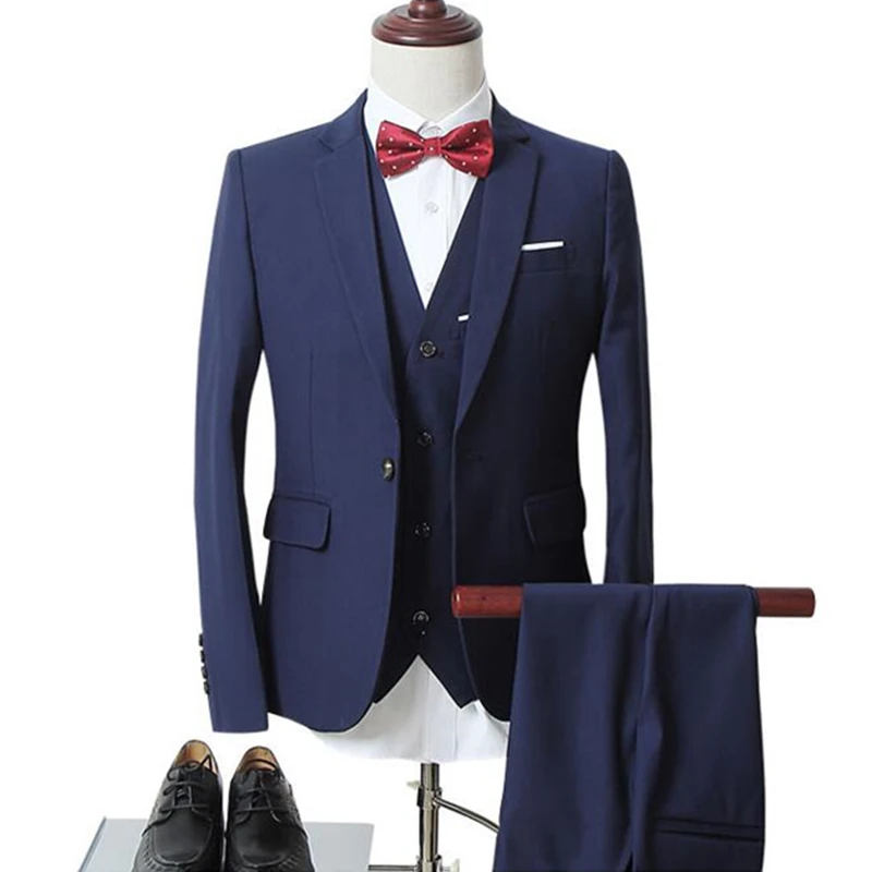 men's business casual suits sets / Men three-piece suit three separate set / male vest+Blazers+pants PLUS SIZE 6XL suit coat