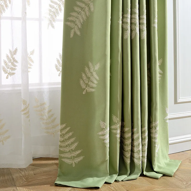 Us 19 43 33 Off Curtain Cypress Embroidery Boy Curtain For Living Room Shading Curtain Mint Green Fabric Curtains For Bedroom Window Yarn In